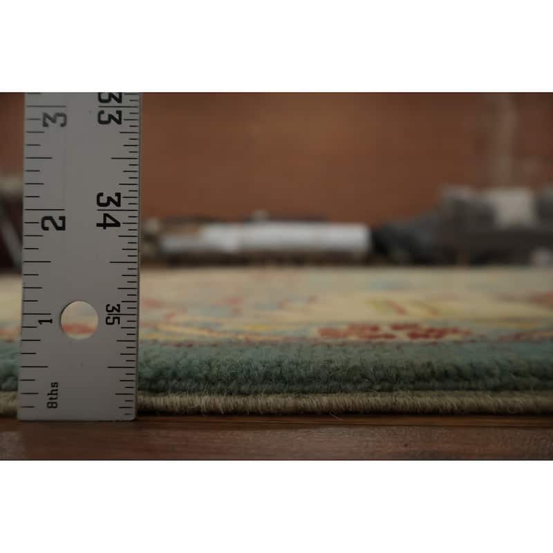 Hand Knotted Oriental 100% Wool Carpet Traditional Geometric Navy Blue & Blues Kazak Area Rug - 11' 11'' X 8' 11''