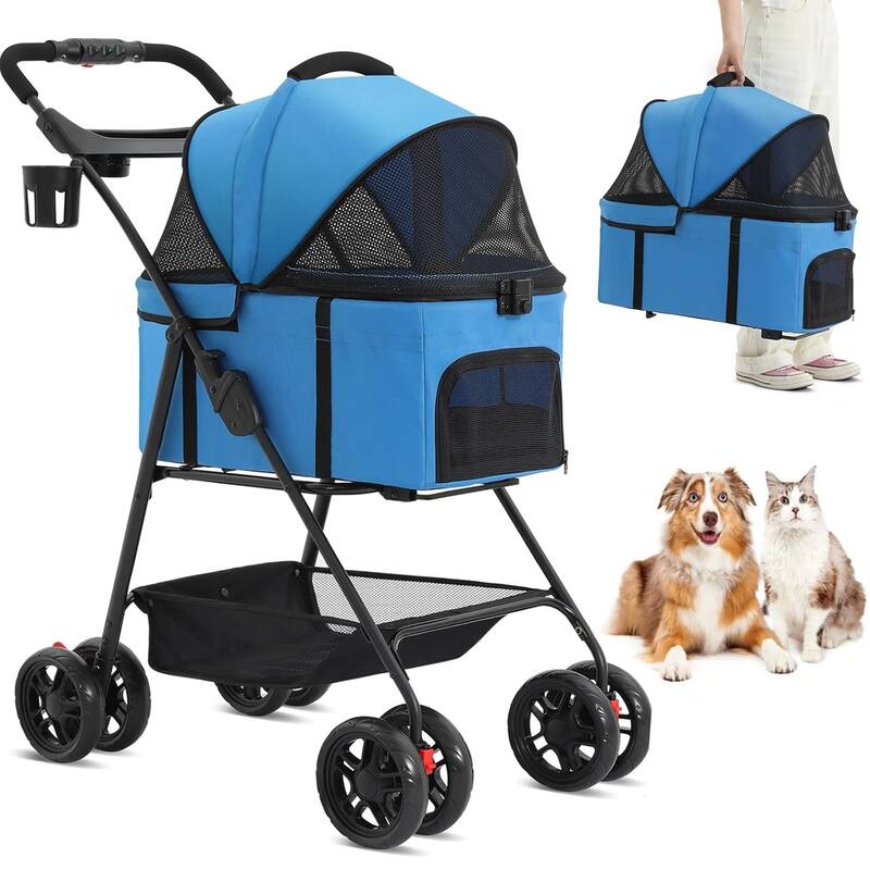 3 in1 Folding Dog/Cat Stroller for Medium Small Pets