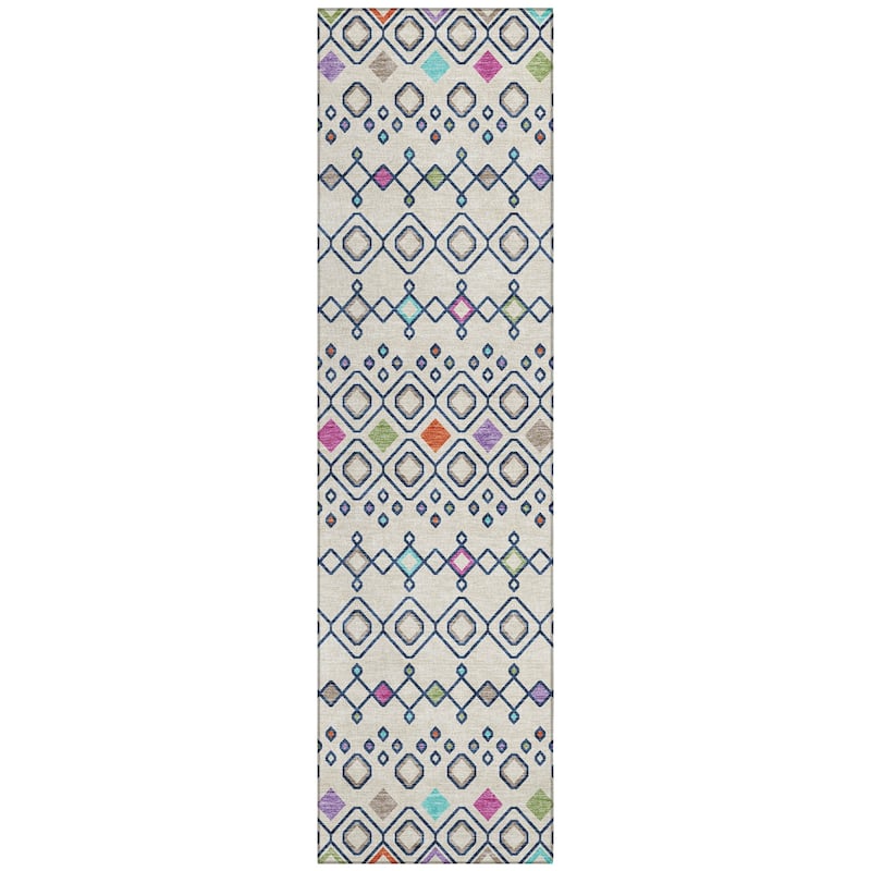 Machine Washable Indoor/ Outdoor Global Contempory Chantille Rug