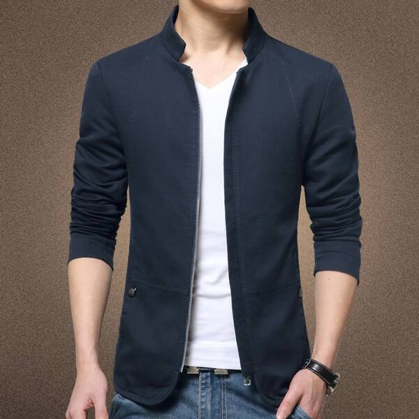 Shop Men S Solid Color Bomber Jacket Autumn Casual Slim Fit Zipped
