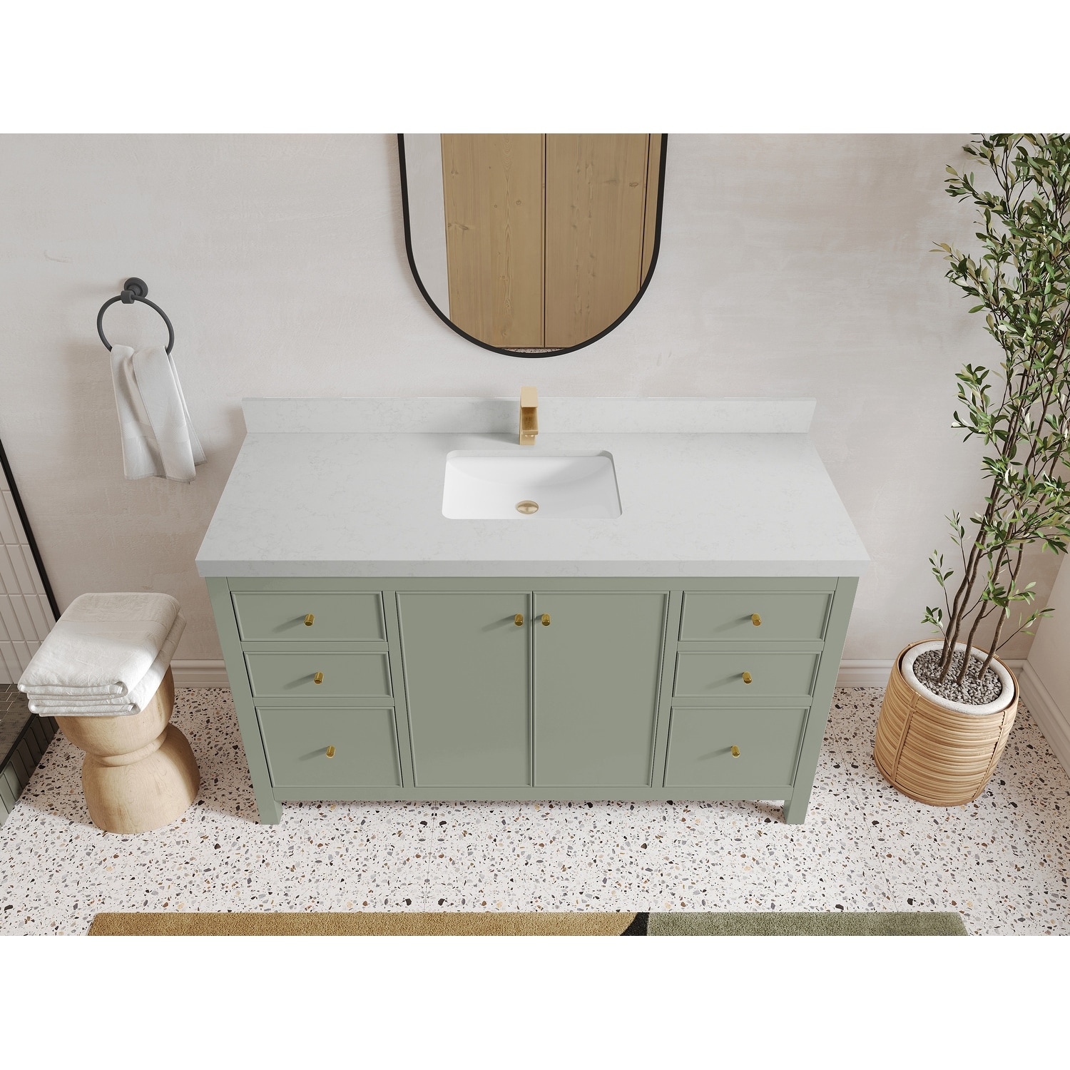 Willow Collections 60 in. W x 22 in. D Chicago Single Bowl Sink Bathroom Vanity with Countertop