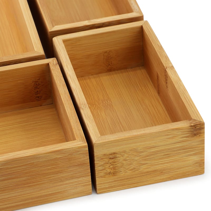 MegaChef 5 Piece Bamboo Storage and Organization Trays