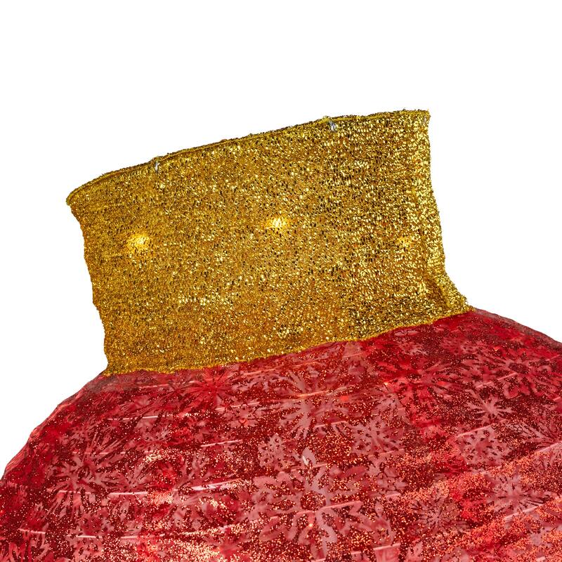 38" LED Twinkling Red Tinsel Ornament Outdoor Christmas Decoration