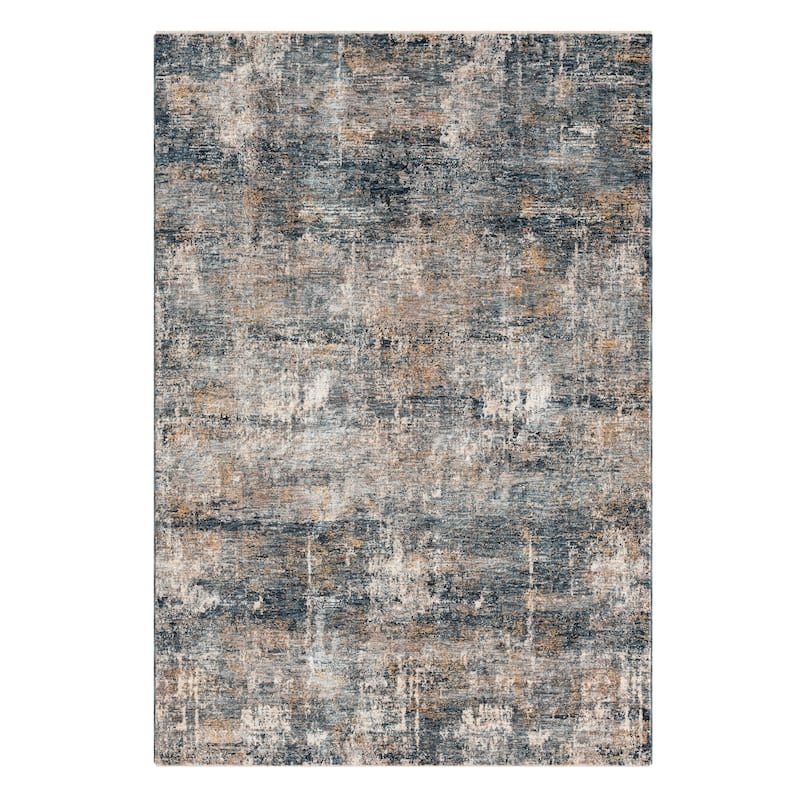 Terra by Obeetee Hampton Abstract Silver Rug - Cream/Onyx - 2'6" x 7'3"