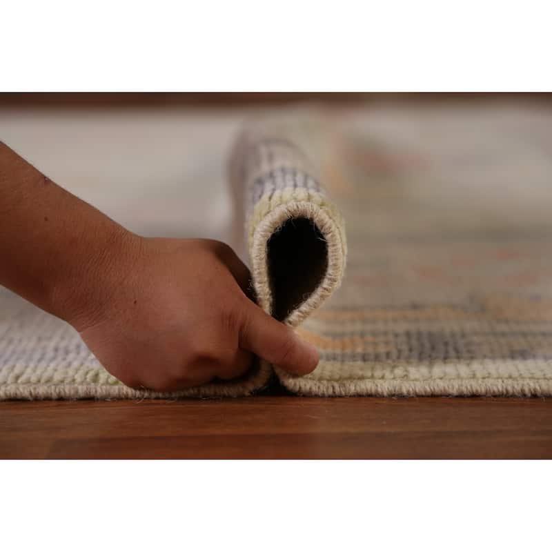 Hand Knotted Oriental 100% Wool Carpet Transitional All-Over Green Oushak Area Rug - 11' 4'' X 8' 8''