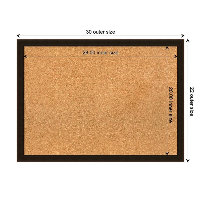 Espresso Brown Wood Framed Natural Corkboard Bulletin Board - Board Size 28x20