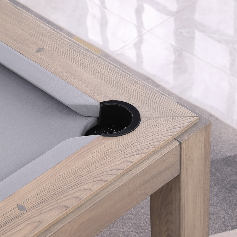 Olivia GreyWash Ash 7ft Billiard Slate Pool Table with dining top