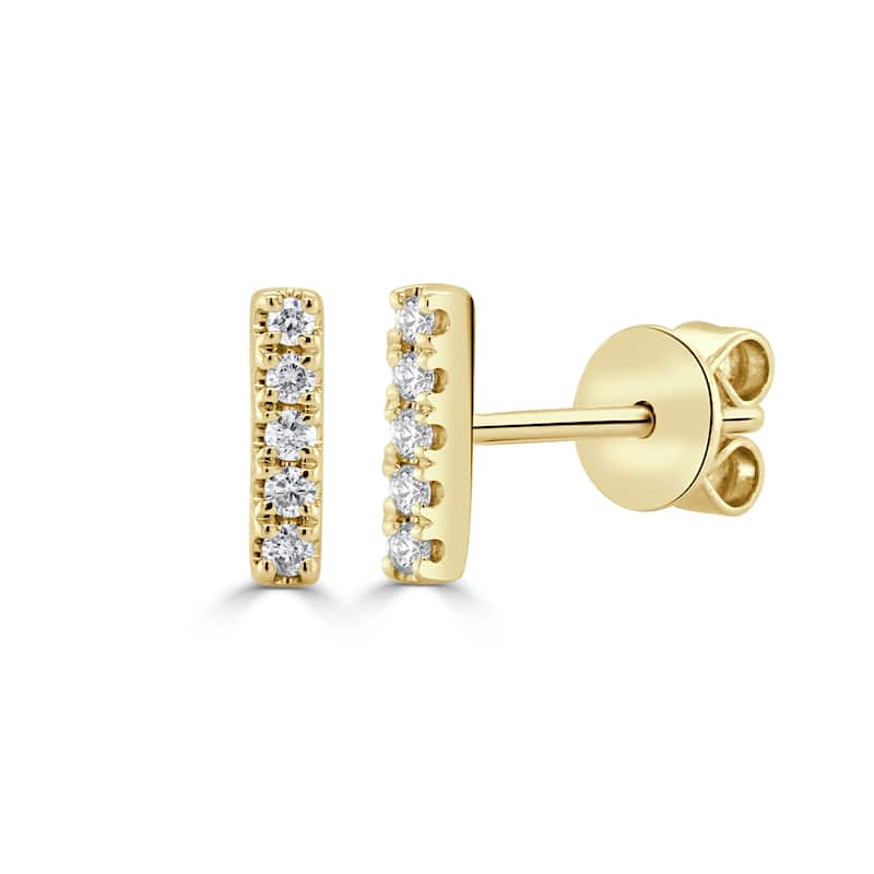 Joelle Collection Diamond Bar Earrings 14K Gold
