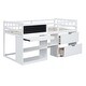preview thumbnail 4 of 14, Versatility Twin Size Low Loft Bed Wood Guardrail Bed with Rolling Desk, Shelf and Two Underside Storage Drawers