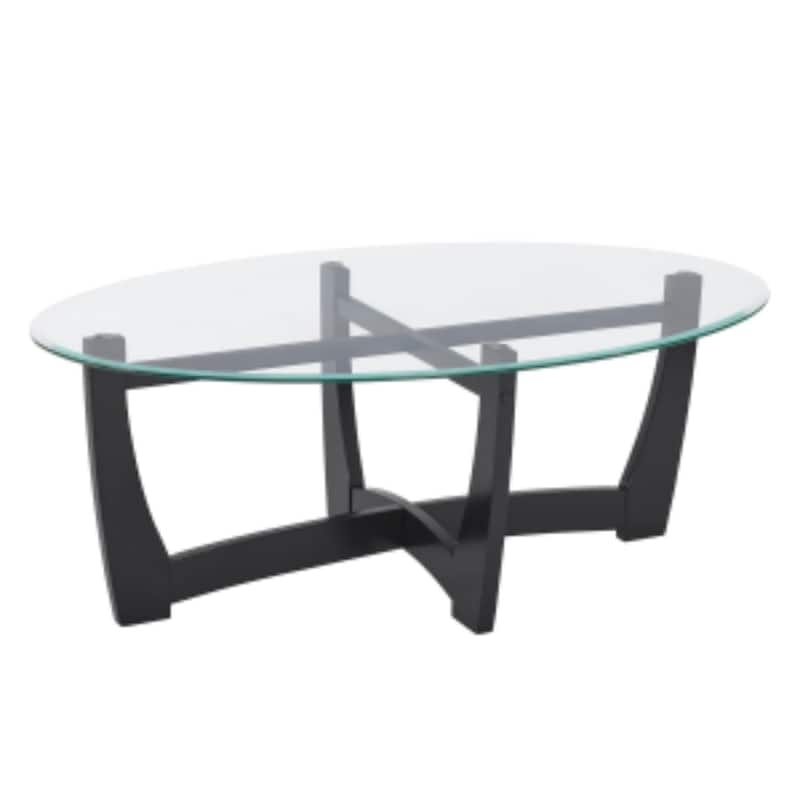 48" Oval Glass Coffee Table with Glass Top