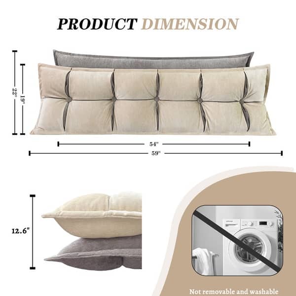 dimension image slide 1 of 5, Double Layer Headboard Reading Pillow, Versatile Bed Backrest Pillow.