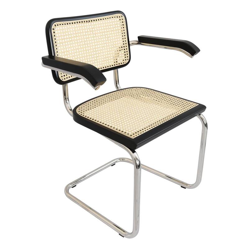 Breuer Chair Company Marcel Breuer Cesca Cane Cantilever Armchair Arm Chair w/ Chrome Steel Frame (Various Wood & Cane Colors)