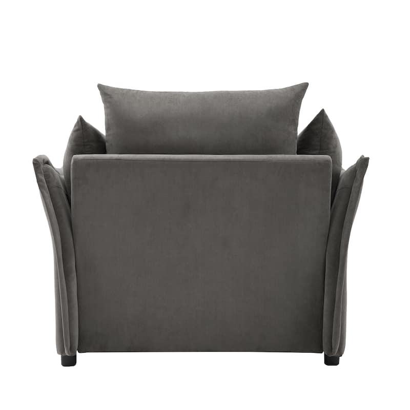 Chenille & Wood Oversized Lounge Chair with Removable Cushion Covers and High-Rebound Foam Seat