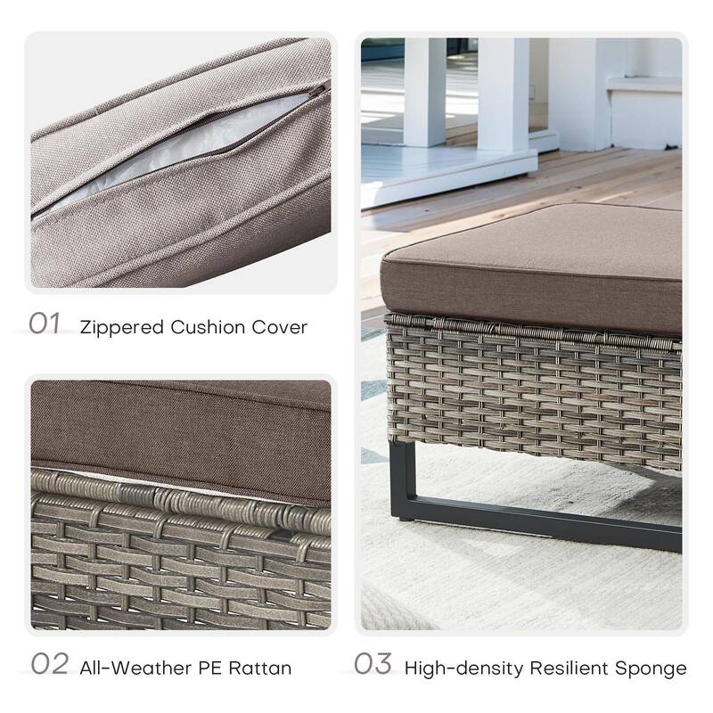 Outdoor Sofa 2 Swivel Chairs Ottomans and Fire Pit Table