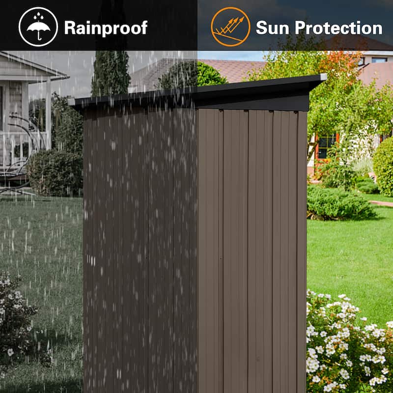 5'x4' Garden Storage Shed Galvanized Tool House with Lockable Door