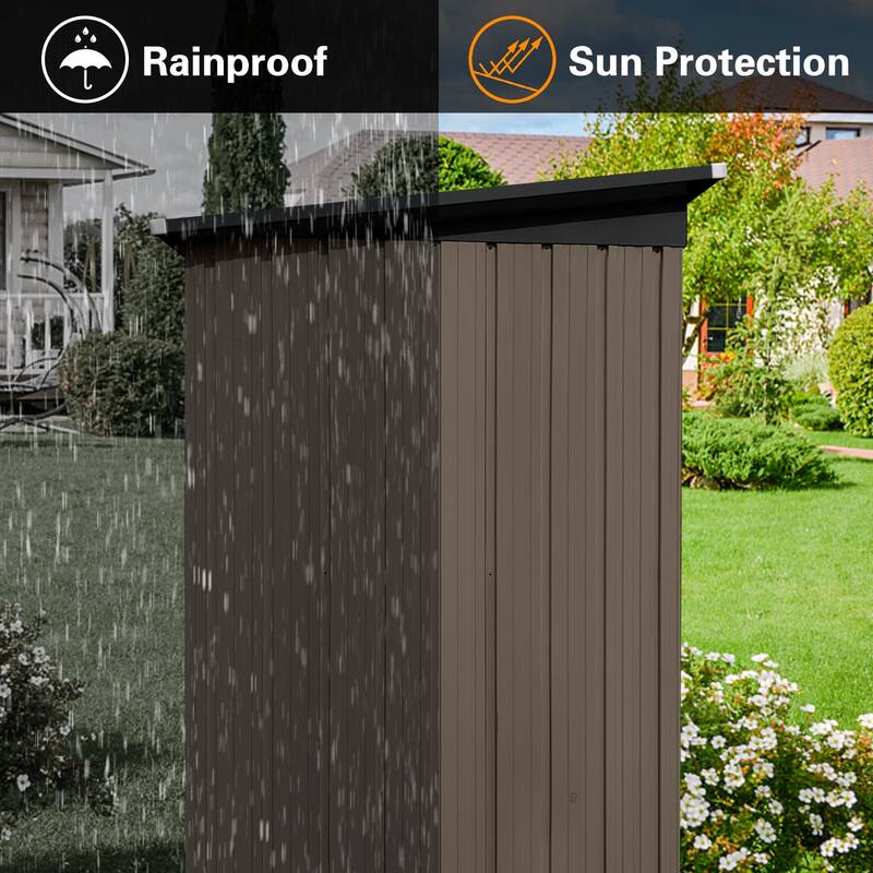Metal garden sheds 5ft×4ft outdoor storage sheds Brown + Black