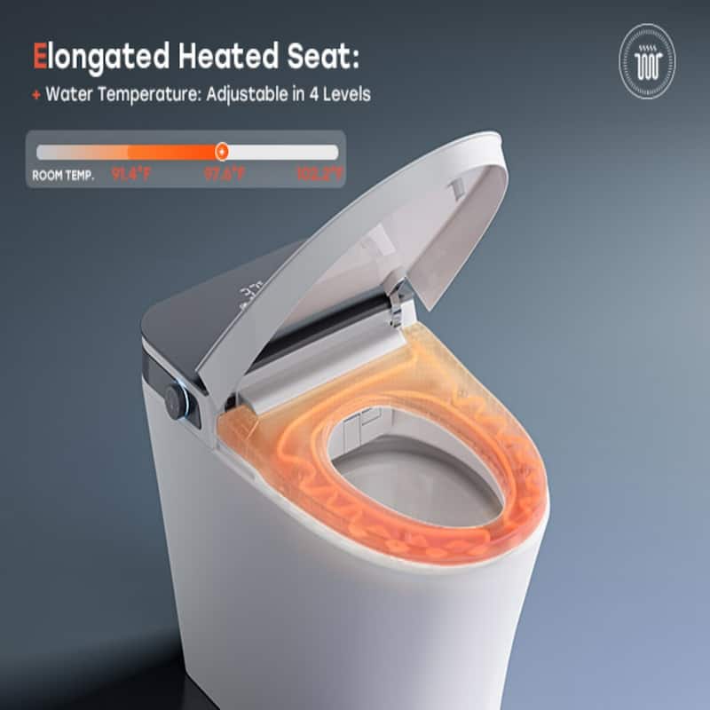 HOROW 10 in Rough-In Elongated Smart Bidet Toilet in White 1.0/1.27 GPF with Auto Flush Heated Seat Child Wash and Deodorizer