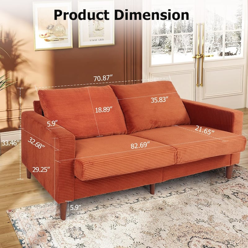 82.7" Sofas for Living Room, Comfy Love Seat Couches, Corduroy Loveseat Sofa,, Easy Assembly for Small Spaces
