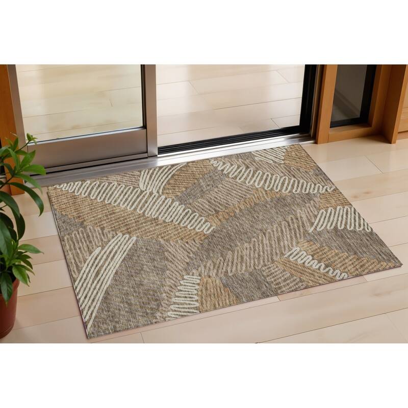 HomeRoots Floral Transitional Rectangle Outdoor Rug - 3' x 5'