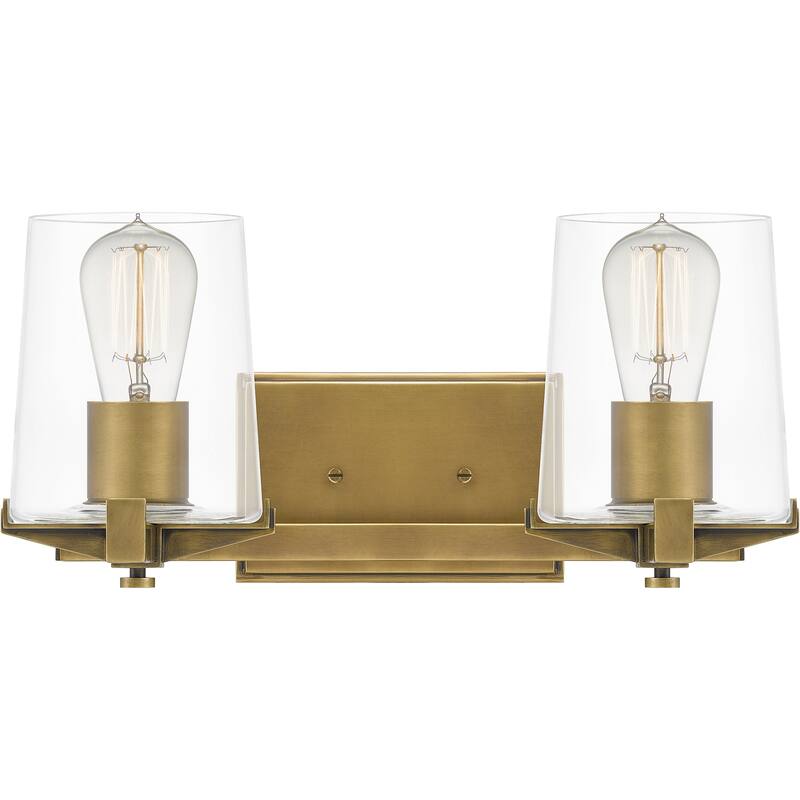 Perry 2-Light Weathered Brass Vanity Light - Weathered Brass - 16