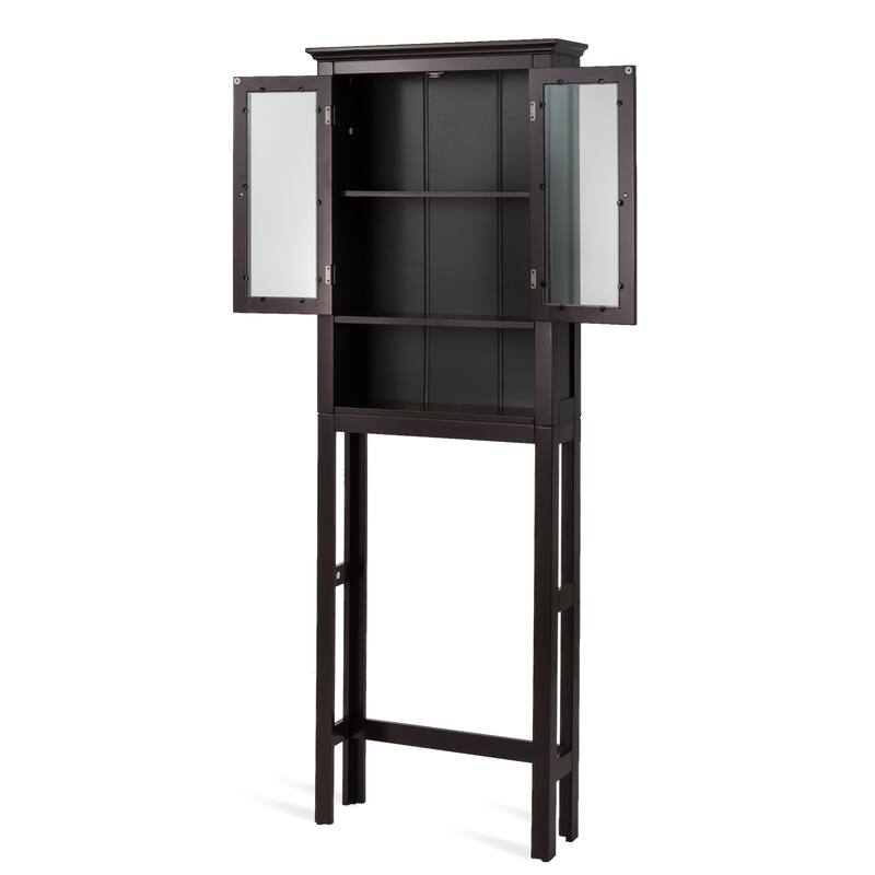 Glitzhome 5.8FT Espresso/ Walnut Bathroom Storage Cabinet Spacesaver Organizer