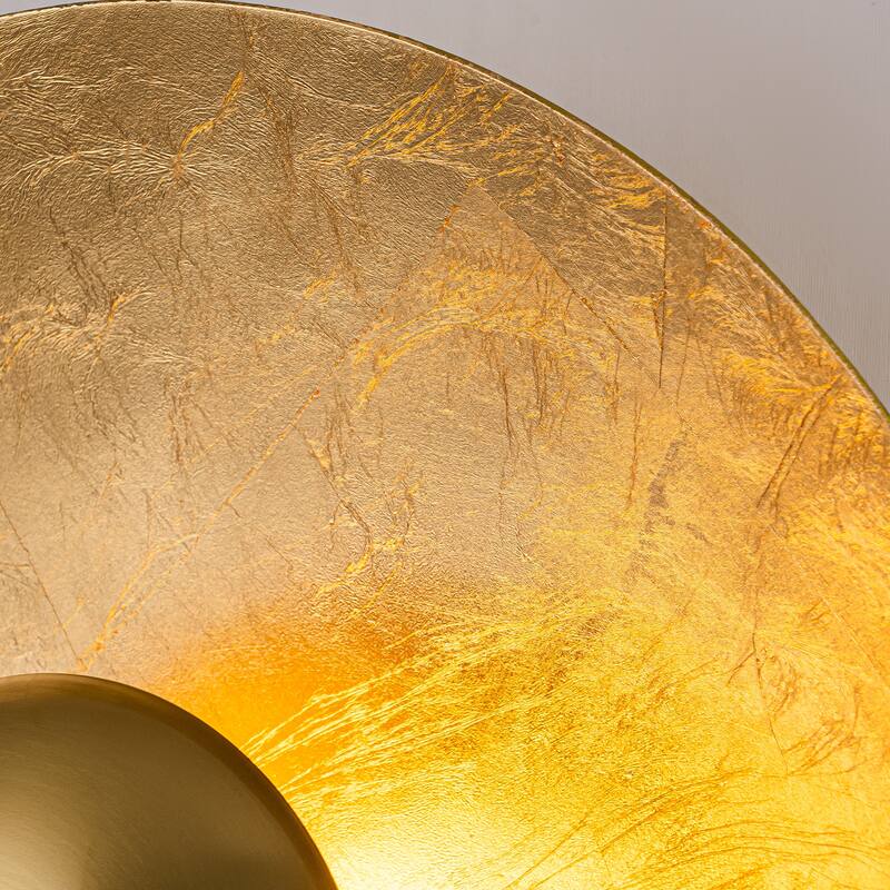 Gold Iron LED Wall Sconce with Interior Gold Leaf Finish Dimmable