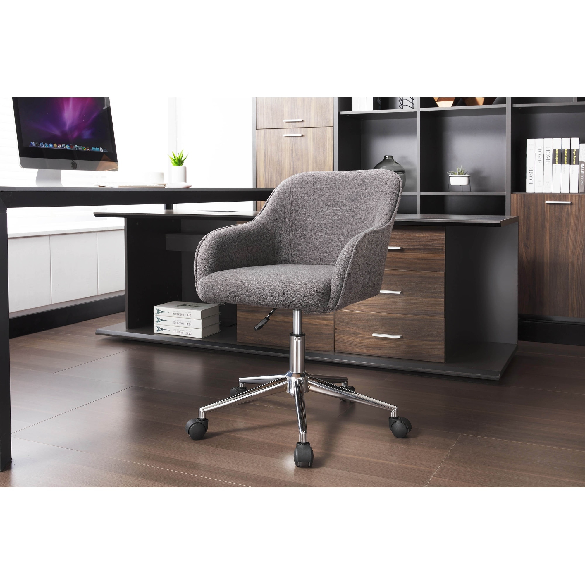 Porthos Home Faiz Fabric Office Chair with Chrome Roller Base