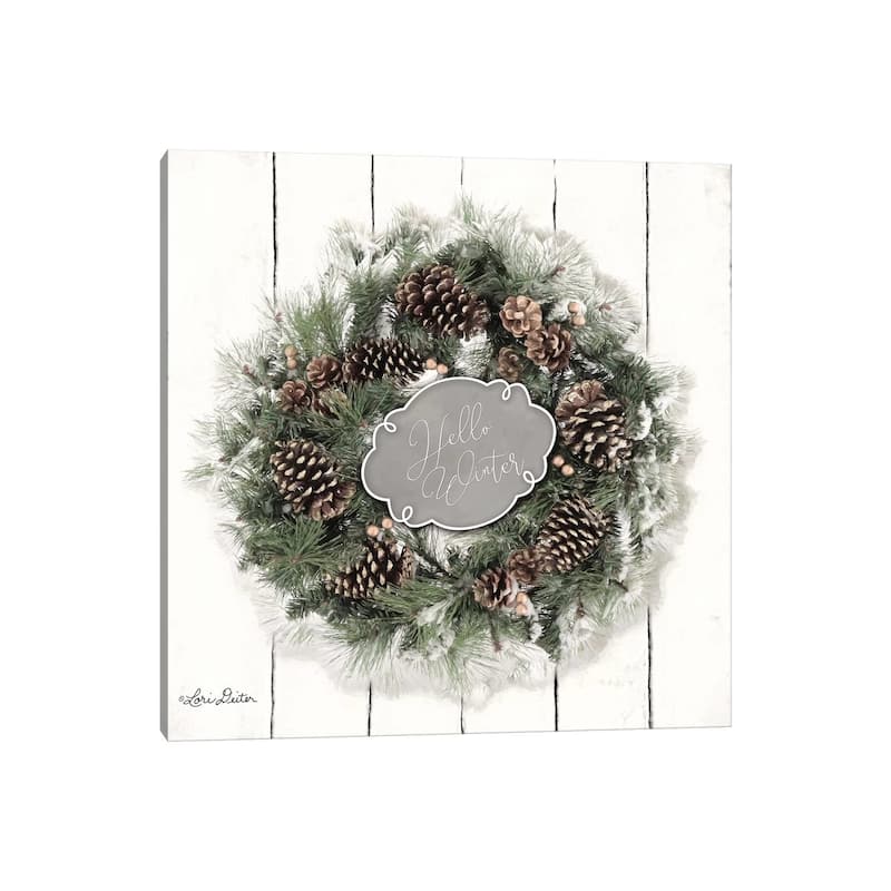 iCanvas "Hello Winter Wreath" by Lori Deiter Canvas Print