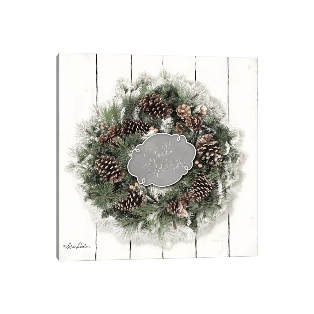 iCanvas "Hello Winter Wreath" by Lori Deiter Canvas Print