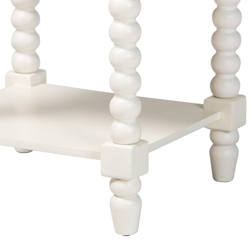 Raynera End Table with Bobbin Legs - 1-Drawer Accent Table with Spindle Turned Legs and Open Shelf, Cottage Farmhouse Side Table