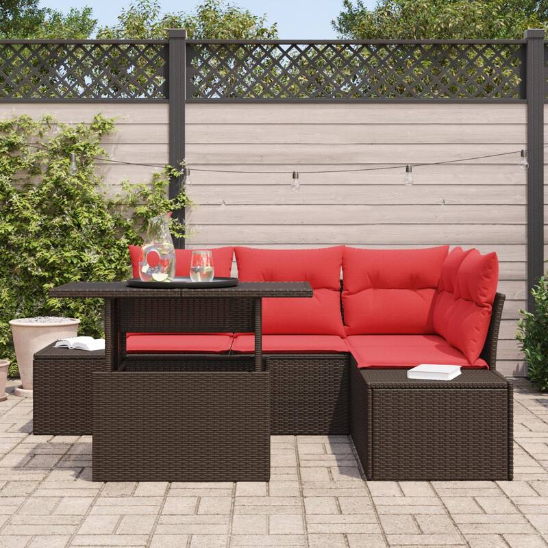 vidaXL 5 Piece Garden Sofa Set with Cushions - 82.3×60.6×27.2