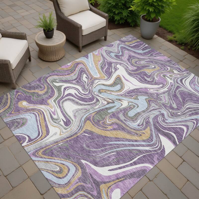 Machine Washable Indoor/ Outdoor Contemproary Fusion Chantille Rug