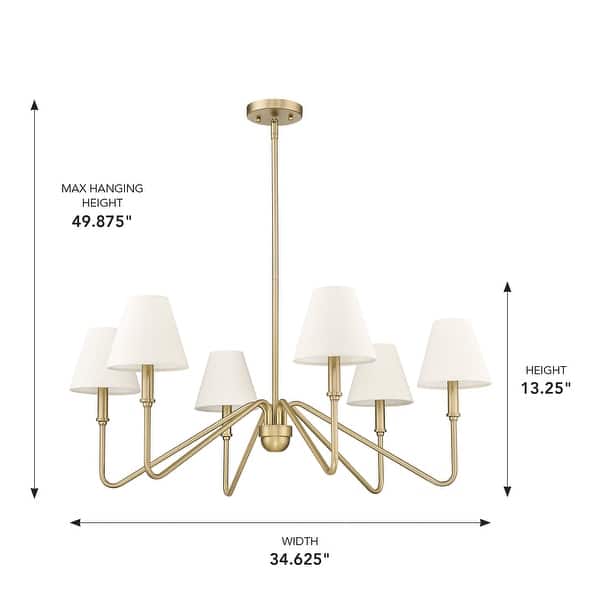 dimension image slide 2 of 6, Kennedy 29.75" Wide 6-Light Chandelier