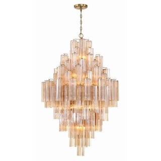 Addis 20 Light Aged Brass Chandelier - 30.5"W x 49.5"H x 30.5"D