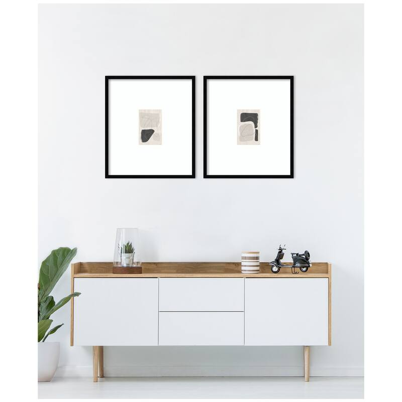 Kate and Laurel Abstract Shapes 01 & 02 2 Piece Framed Wall Art Print Set by Gabrielly Guedes