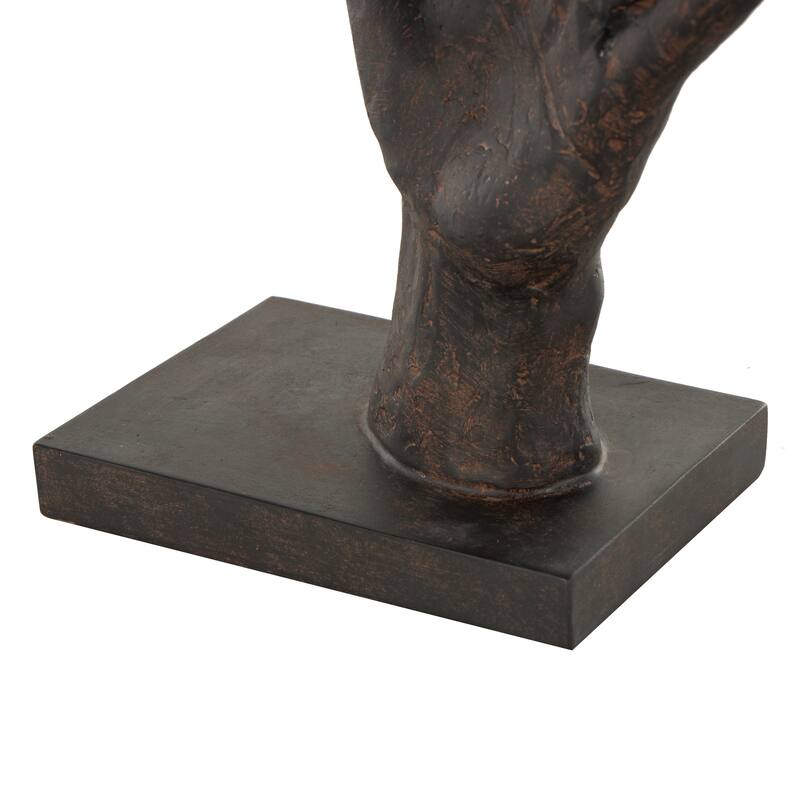 Dark Brown Polystone Sign Hands Decorative Sculpture with Butterrfly Accents