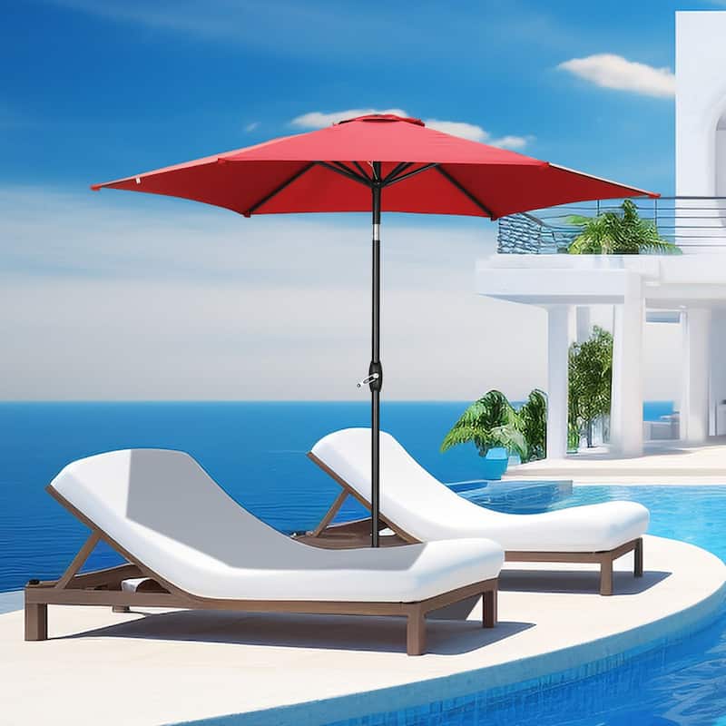 Ainfox 9ft Outdoor Patio Umbrella Without Base for Garden, Patio, Swimming Pool - Red