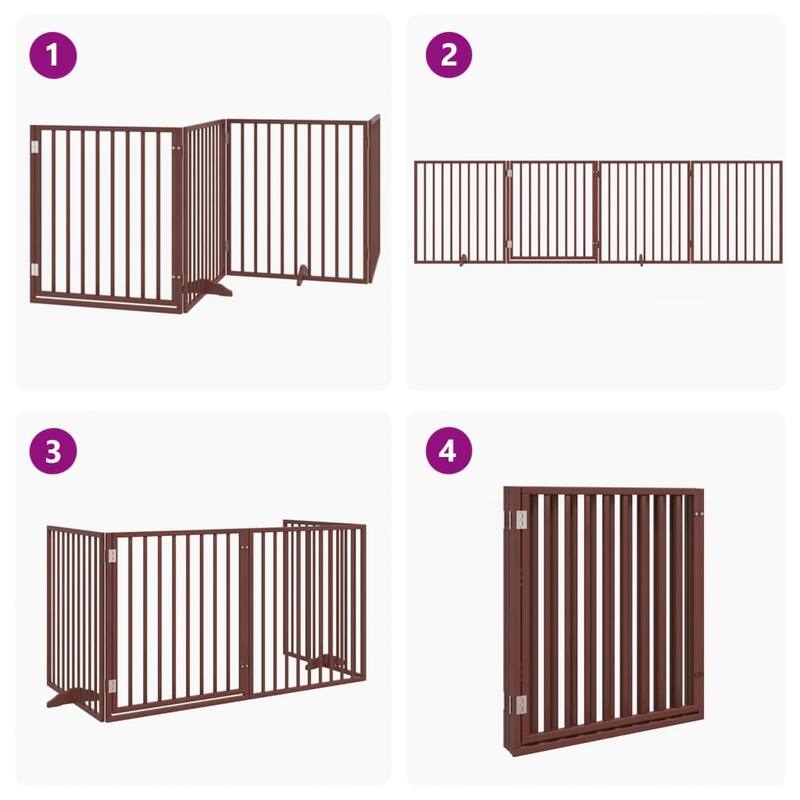 vidaXL Dog Gate Foldable Poplar Wood