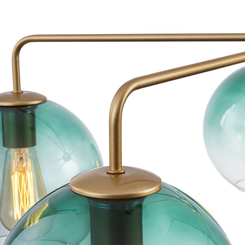 Mid-century 5-Light Glass Globe Bubble Round Chandelier - 35in Wide