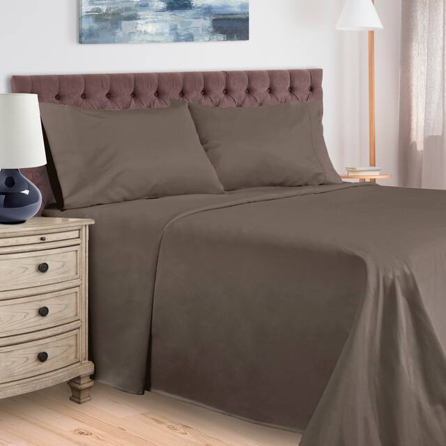 Egyptian Cotton 400 Thread Count Solid Bed Sheet Set by Superior - Full - Grey