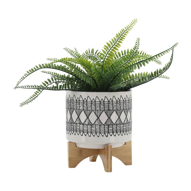 Sagebrook Home Abstract Ceramic Planter on Stand Indoor/Outdoor
