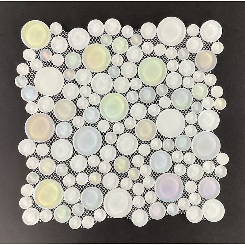 Random Size Bubble Round Glass Mosaic Wall Tiles - Case (10 Sheets) - Rainbow