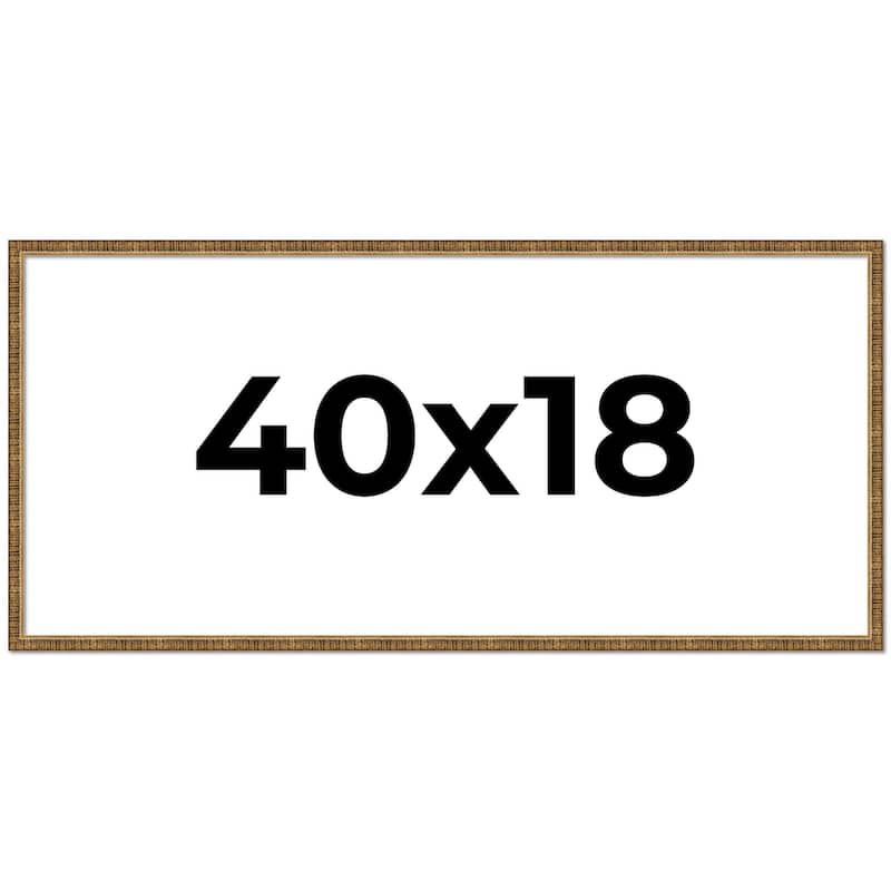 40x18 Frame Black Real Wood Picture Frame Kingsley Gold Distressed Photo Frame with UV Acrylic Foam Board Backing &