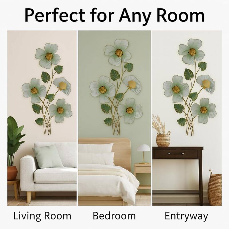 3D Daffodil Wall Art Vertical Floral Metal Sculpture Accent 36"x20"