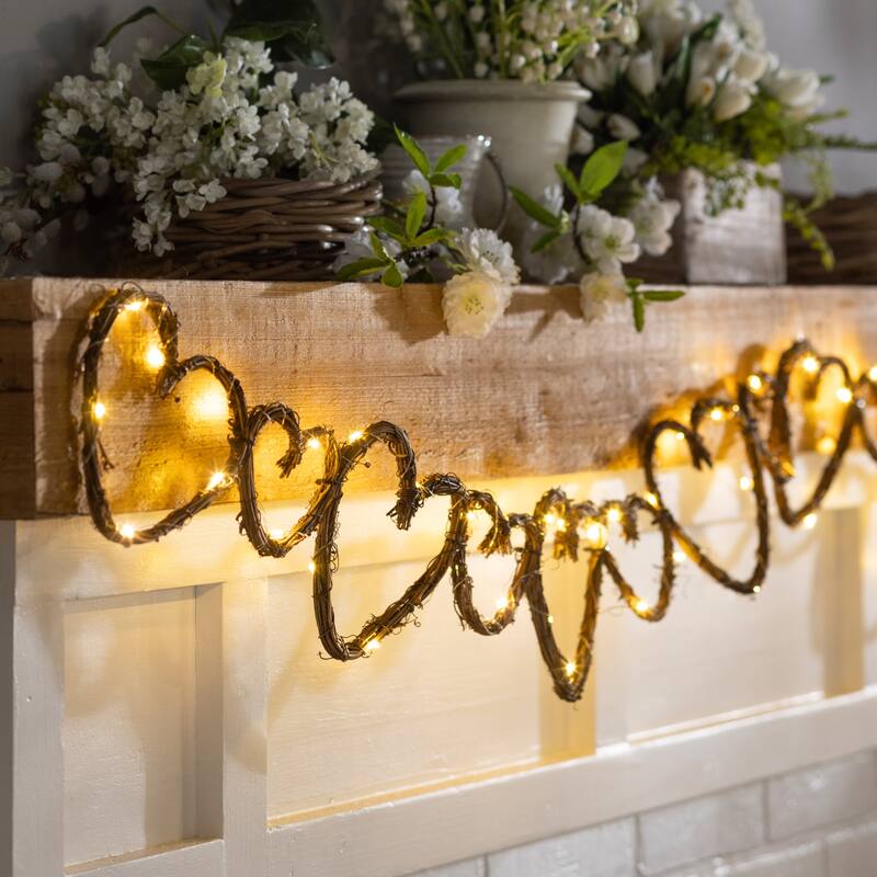 6' Grapevine Hearts LED Garland