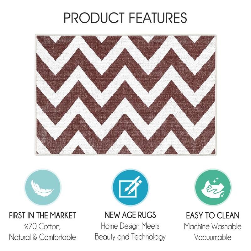 Sussexhome Heavy Duty Ultra Thin Non Slip Washable Cotton Indoor Rug - 2' x 3'