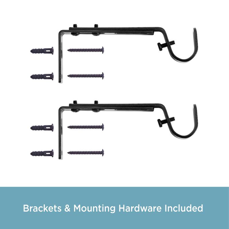 Kenney® 3/4" Adjustable 4.5-6.125" Curtain Rod Mounting Brackets, Set of 2, Black