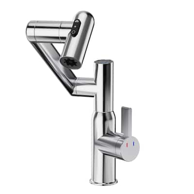 Anmytek Bathroom Sink Faucet - Temperature Display - Spray Function -, 360° Rotary Spout, Anti-Skid Hot and Cold Switch
