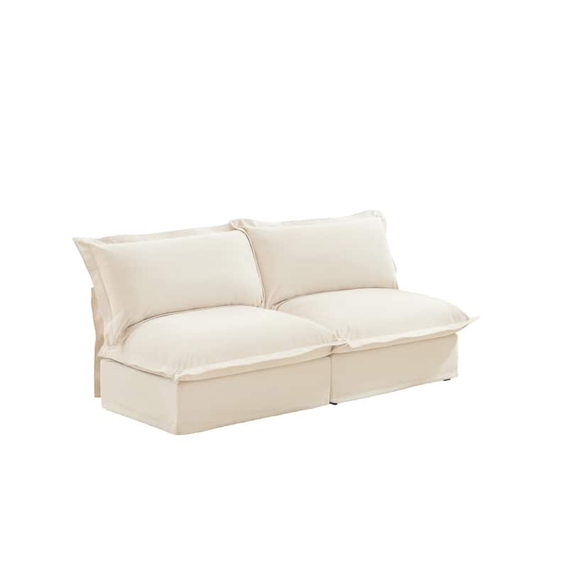 73.2" Chenille Modular 3-Seat Sofa with Removable Washable Covers And Multiple Pillows