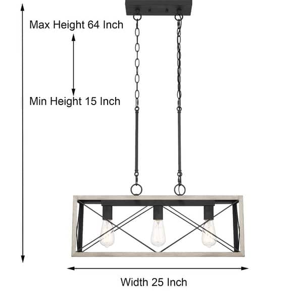 dimension image slide 0 of 6, Acroma 3 - Light Linear Modern Farmhouse Rectangle Chandelier - N/A